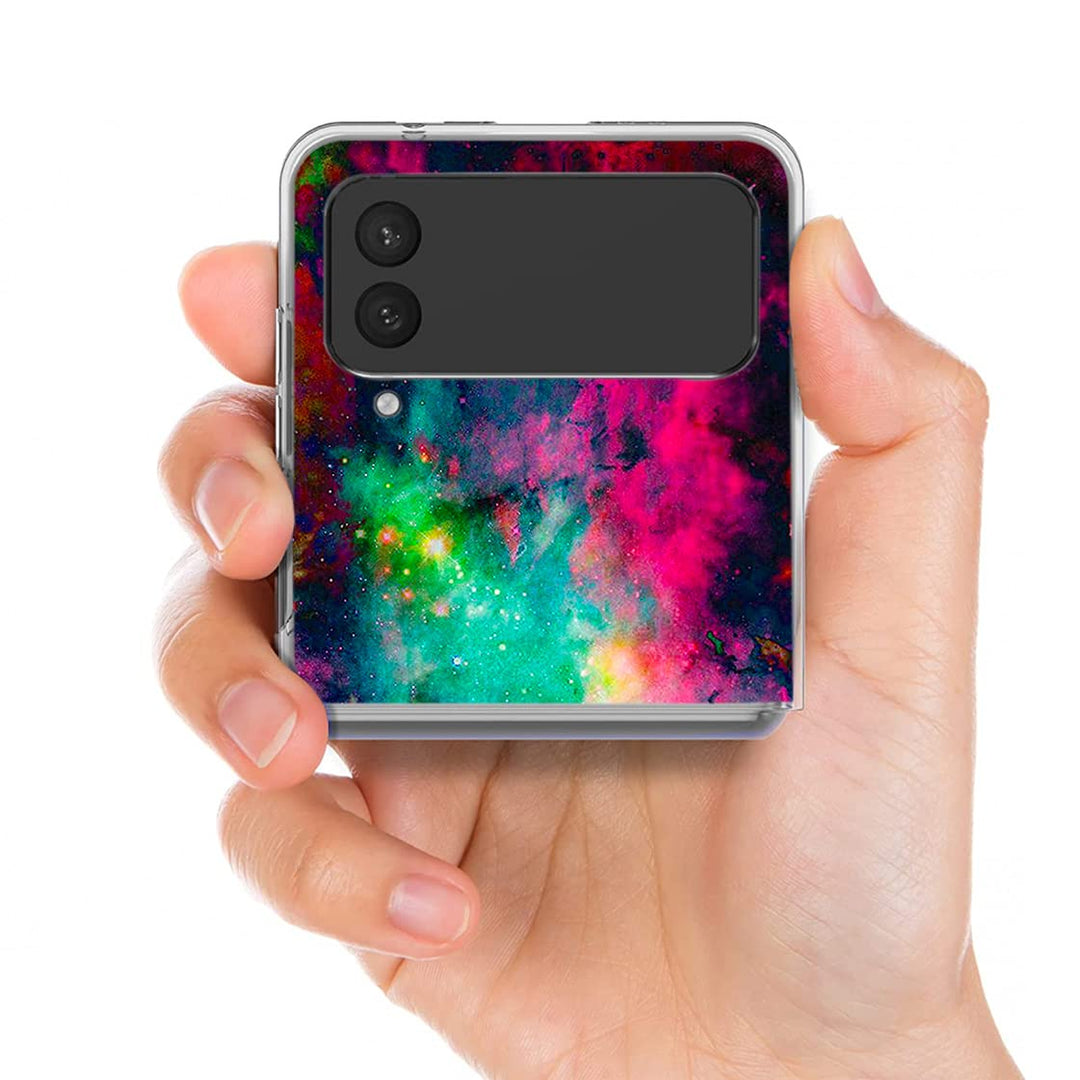 Case for Galaxy Z Flip 3 5G, Colorful Universe Sky Anti-Scratch Solid Hard case Protective Shookproof Phone Cover for Samsung Galaxy Z Flip 3 5G