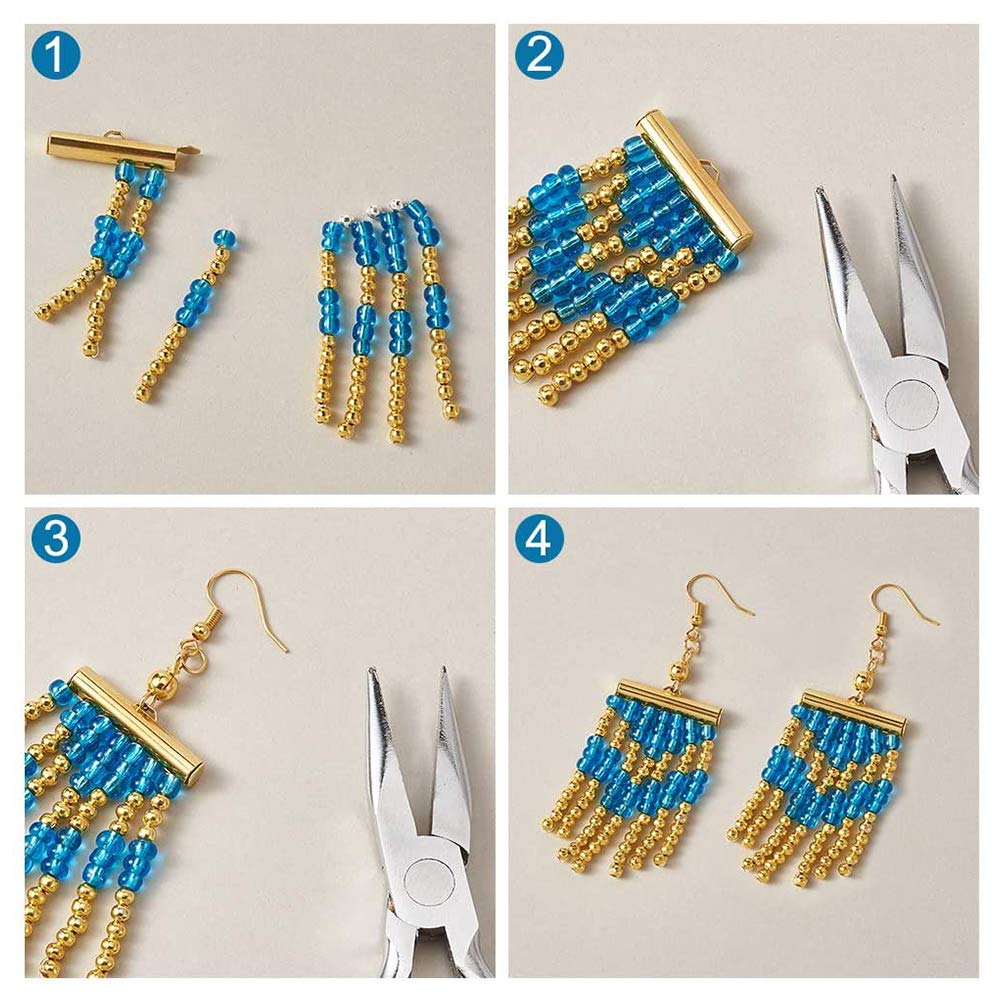 200pcs Slide On End Clasp, 5 Size Tubes Terminators Slide End Bar Iron Crimp End Tube 11/0 8/0 Seed Bead Slider Clasp for Multi-Strand Necklace Bracelet Jewelry Making (10/13/20/25/30mm)