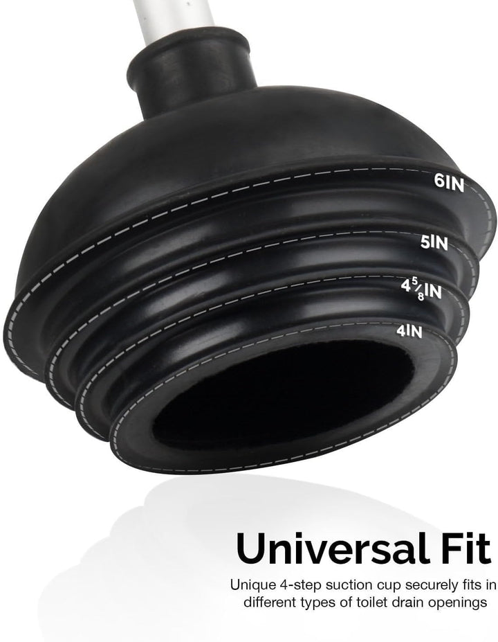 60166A Toilet Plunger with Patented All-Angle Design, Heavy-Duty Toilet Bowl Plunger with Aluminum Handle, Bathroom Necessity , Black, 1-Pack