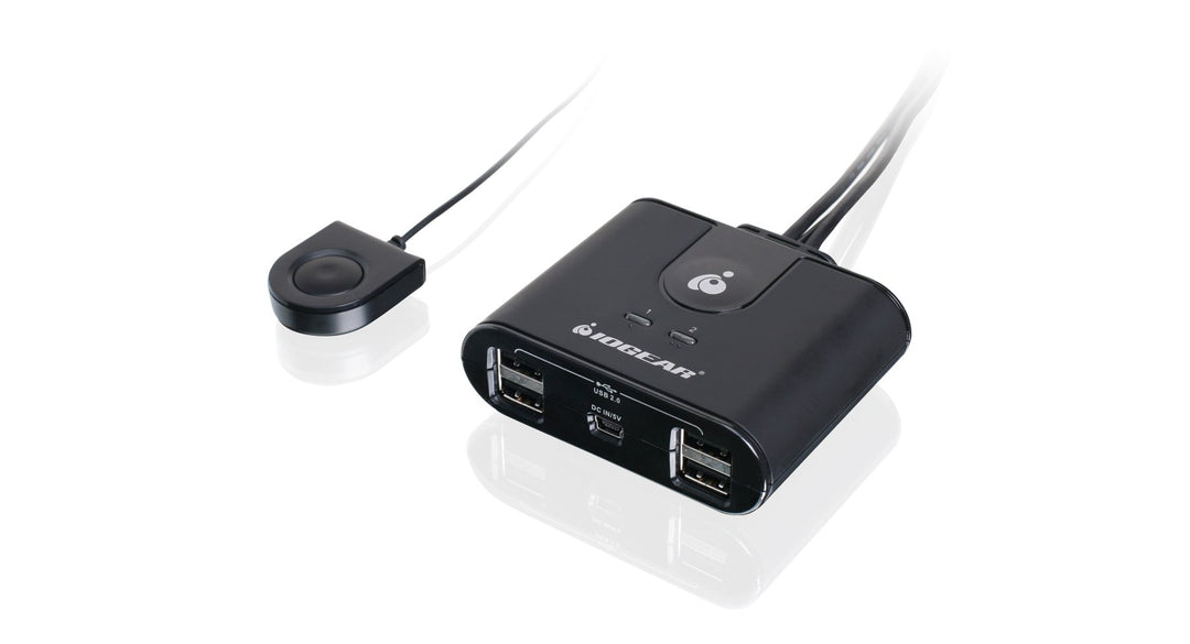 USB 2.0 2x4 Peripheral Switching Hub - 2 PC Share To 4 USB Devices - Up To 480Mbps - Mobile Devices Charging - Mouse/Keyboard - Printer - Scanner - EX HD - LED Indicators w/Remote - GUS402
