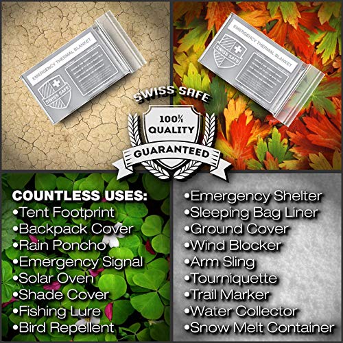 10 Pack Mylar Emergency Blankets for Survival - Compact & Insulated for Cold Weather - Designed for NASA, Outdoor, Running, Camping, Survival, First Aid Car Kit - Silver, 10 Pack