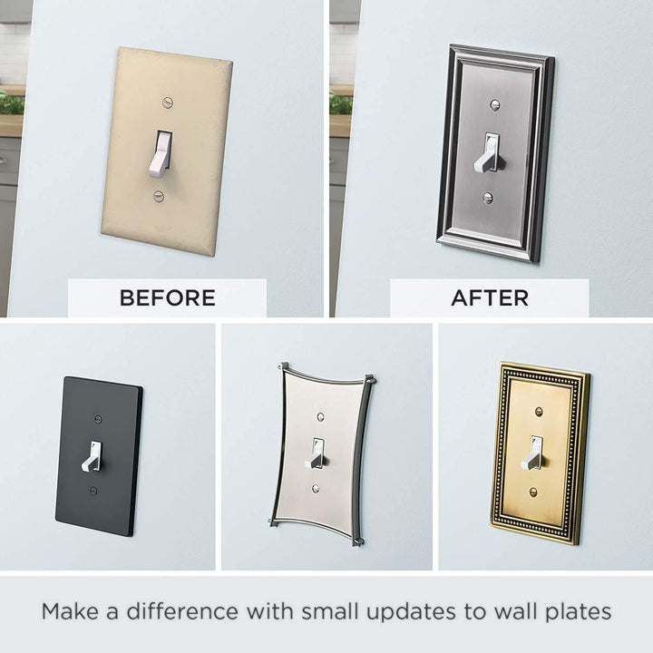 Brainerd 64930 Convex Single Duplex Wall Plate / Switch Plate / Cover, Satin Nickel