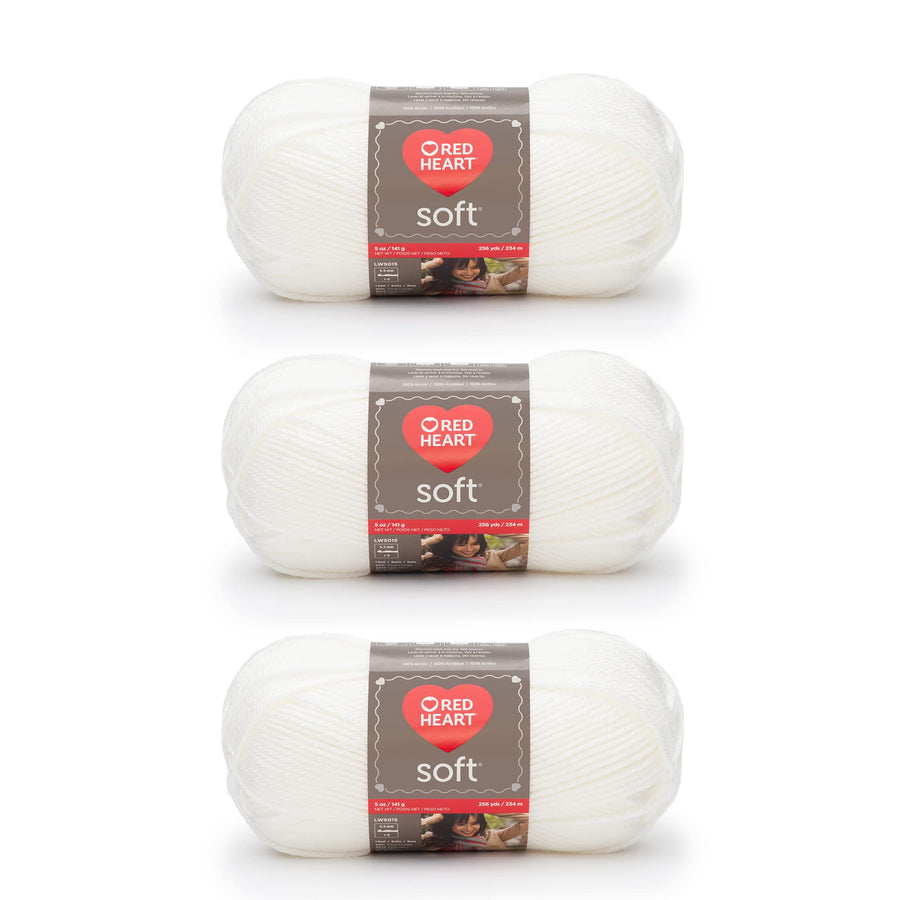 Soft White Yarn - 3 Pack of 141g/5oz - Acrylic - 4 Medium (Worsted) - 256 Yards - Knitting/Crochet