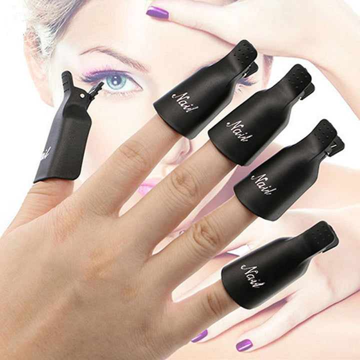 Black+White : Yueton Pack of 20 Reusable Nail Art Soak Off Cap Clip UV Gel Polish Remover Wrap Tool (White+Black)