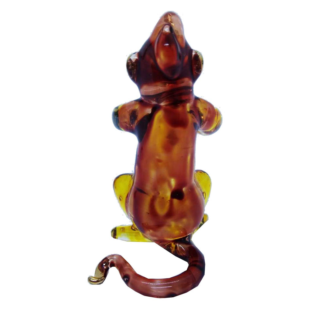 2 Tall Crystal Monkey Holding a Gold Bag Miniature Figurine Lucky Animal Blown Glass Collectible