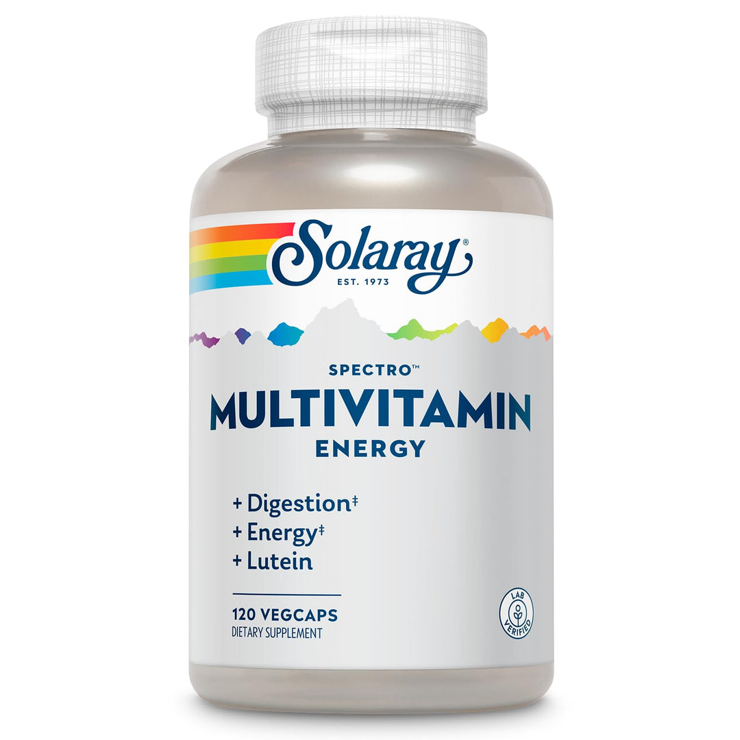Spectro Energy Multivitamin for Women and Men - Cellular Energy, Digestion, Eye Health and Immune Support - w/Vitamin A, Vitamin B Complex, CoQ10, Iron, Enzymes, Lutein - 30 Serv, 120 VegCaps