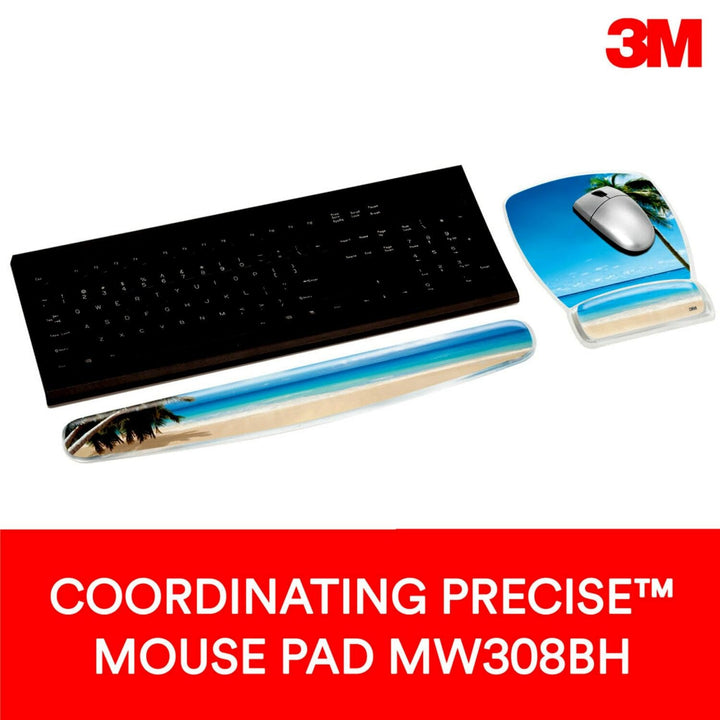 Gel Wrist Rest for Keyboards, Soothing Gel Comfort with Durable, Easy to Clean Cover, 18, Fun Beach Design (WR308BH), Medium, Beach