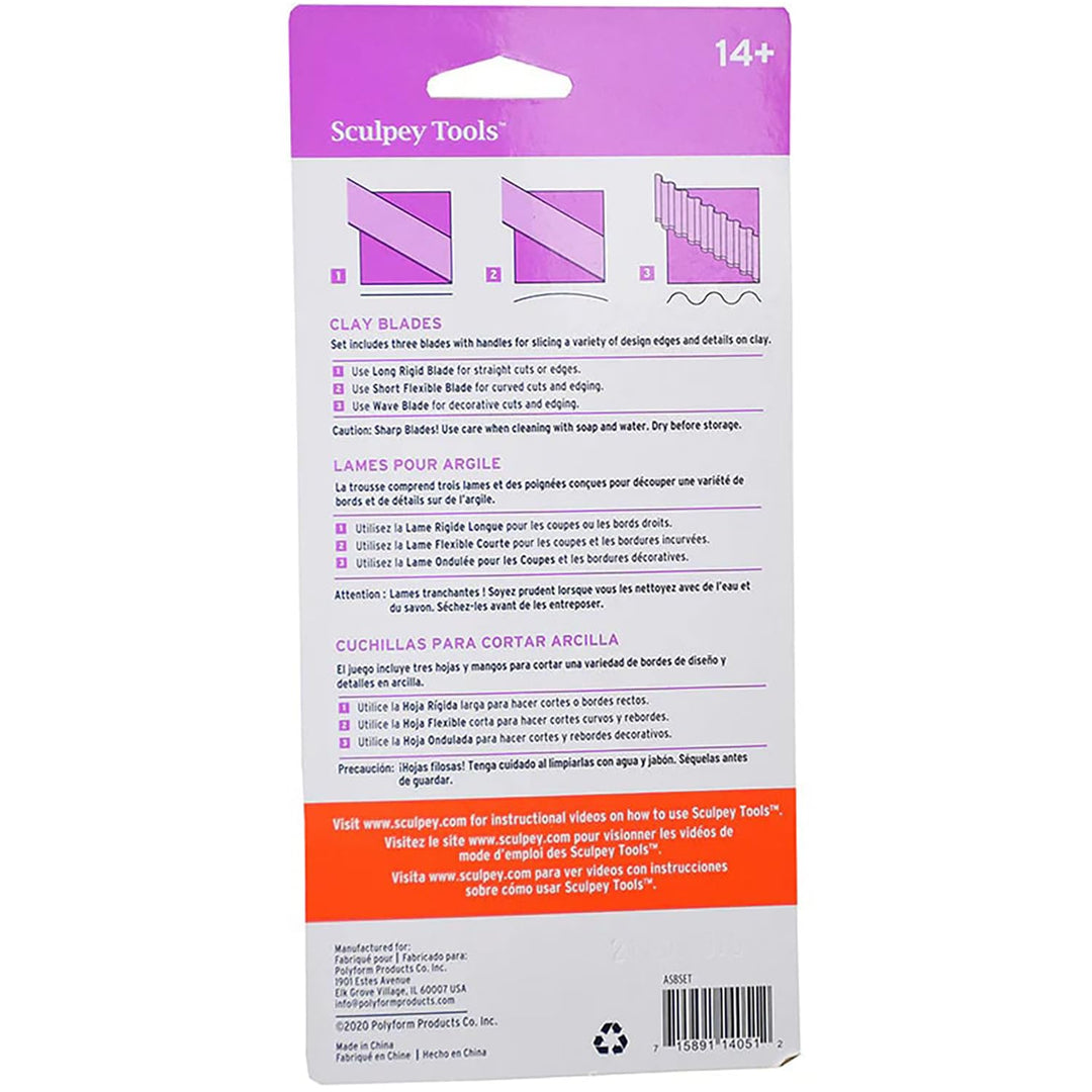 Tools Clay Blades, 3 blades included - flexible, wavy and rigid blade, polymer oven-bake clay tool, great for all skill levels and craft projects