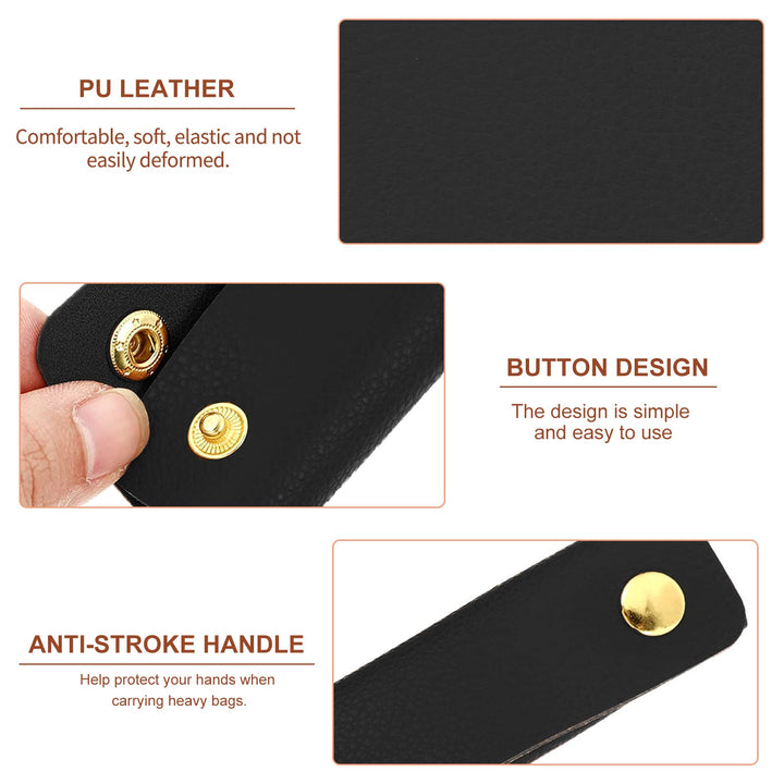 2PCS Purse Handle Cover Wraps Black Wallet Leather Handle Protector Strap Covers for Handbags Craft Strap Making Supplies