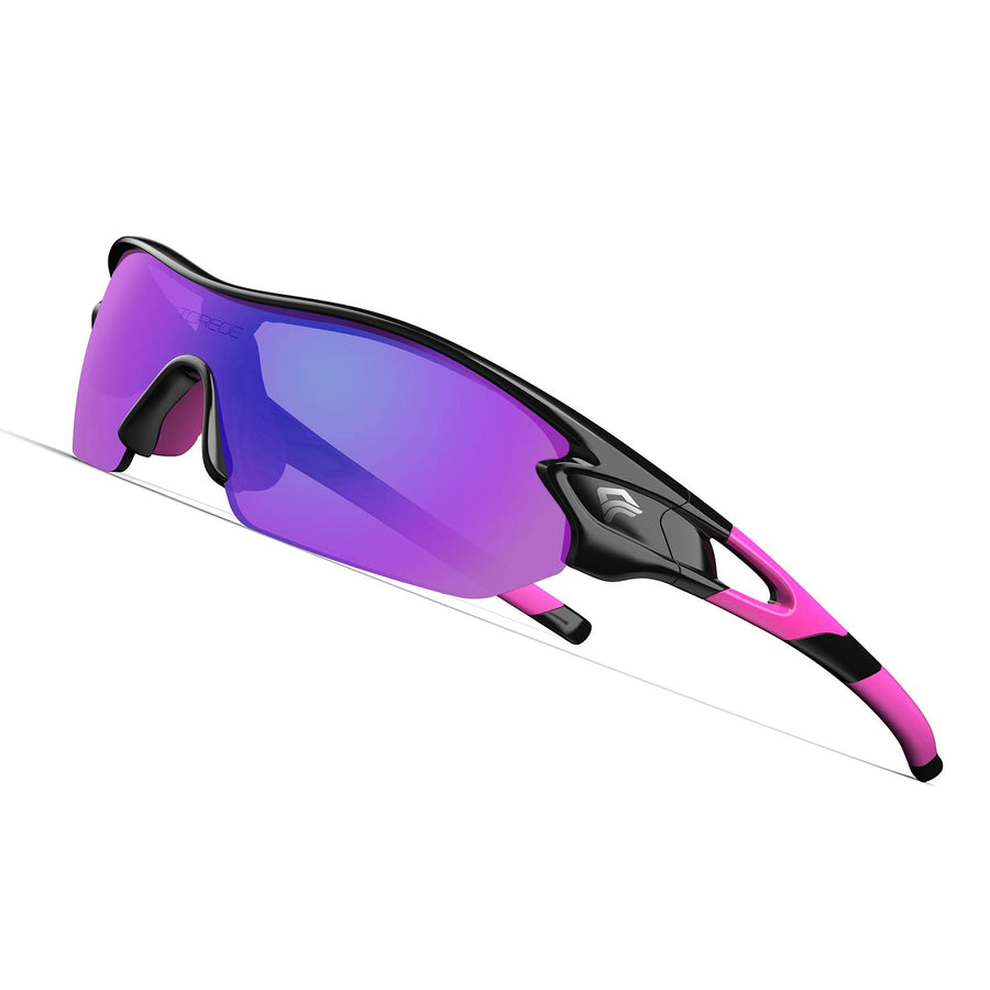 Polarized Sports Sunglasses for Men Women Cycling Running Driving Fishing Golf Baseball Glasses TR02 Upgraded(Bright White&Black&Red Lens)