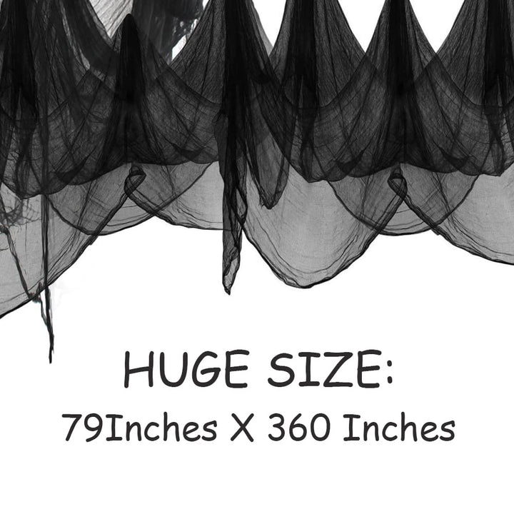 Halloween Creepy Cloth Black 360 x 79 Inches Spooky Halloween Decorations Cheesecloth with Spider Web Party Supplies Décor for Haunted House, Garden, Patio, Indoor Wall Hanger Windows