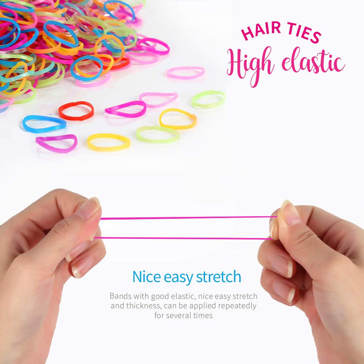 4000pcs Soft Elastic Hair Bands, 2000pcs Multi Color and 2000pcs Clear Hair Holder Hair Tie Elastic Rubber Bands for Baby Girls