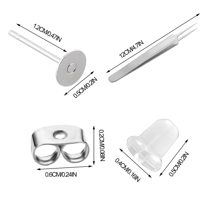 1200 PCS 5MM Hypoallergenic Stainless Steel Earrings Posts Flat Pad Blank Earring Pin Studs with Butterfly Earring Backs and Silicone Bullet Earring Backs for Jewelry Making Findings