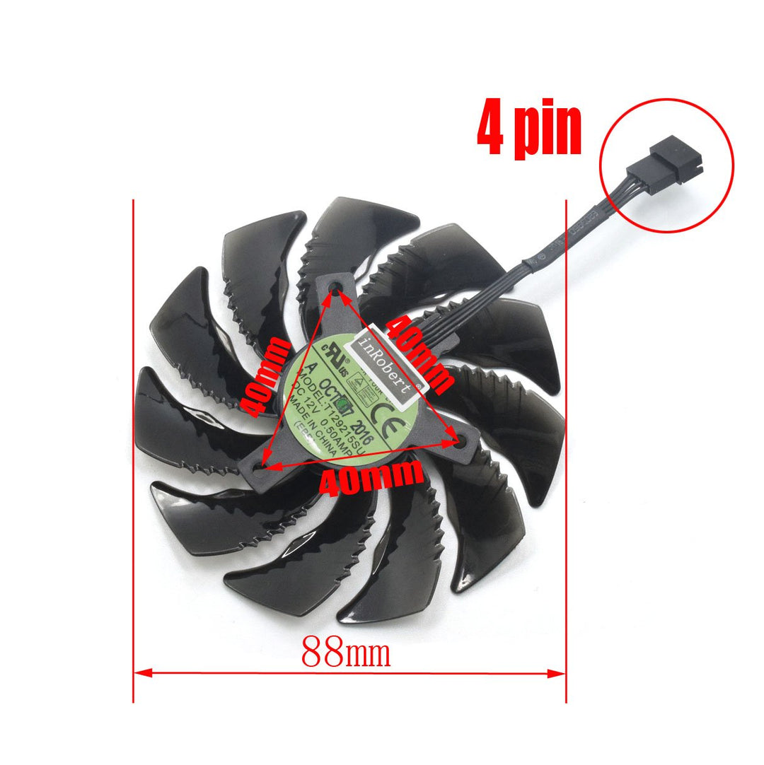 88mm T129215SU Graphics Card Cooling Fan Replacement for Gigabyte GTX 1050 Ti RX 480 470 570 580 GTX 1060 G1 Gaming Cooler (Fan-A)