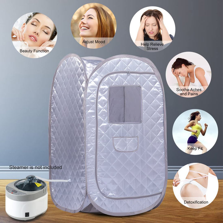 Portable Sauna Tent, Foldable One Person Full Body Spa for Detox Therapy Without Steamer - Grey