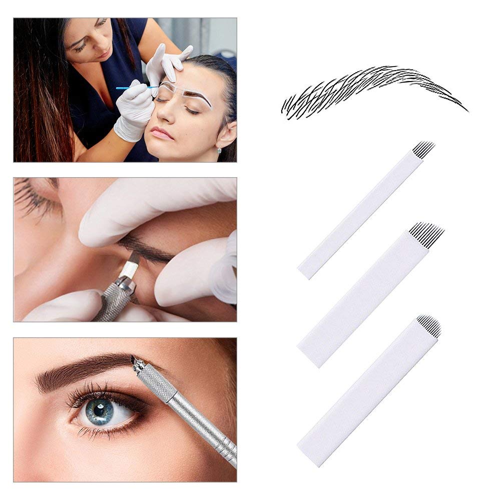 Microblading Needles - Tazay 60pcs S7,S12,U18 Assorted Permanent Makeup Manual Eyebrow Tattoo Needle Microblading Blades for Microblading Supplies,Microblading Kits