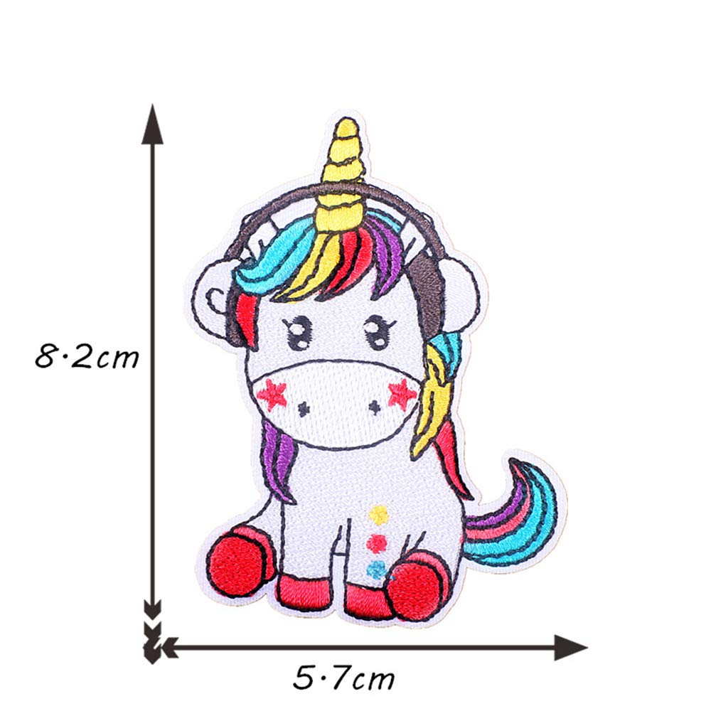 5pcs/Set Embroidered Patch Unicorn Sew On Iron On Patch Applique Clothes Dress Bag Hat Jeans Sewing Flowers Applique DIY Accessory