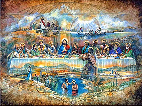 DIY 5D Jesus Christ Last Supper Diamond Painting by Number Kits for Adults Full Square Drill Embroidery Cross Stitch Crystal Rhinestone for Wall Decoration 50x40cm/19.8x15.8inch