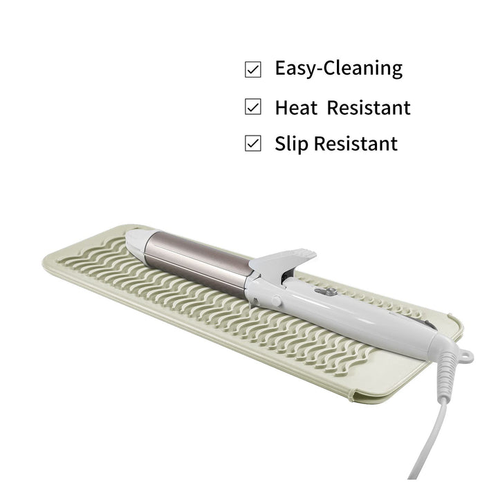 Silicone Heat Resistant Travel Mat Pouch for Hair Straightener,Crimping Iron,Hair Curling Iron,Hair Curling Wand,Flat Iron,Hair Waving Iron and Hair Styling Tools (1 Pack, Beige)