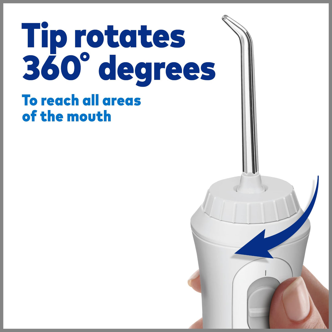 Cordless Plus Water Flosser with 4 Flossing Tips, Rechargeable and Portable for Travel and Home, ADA Accepted, White WP-450
