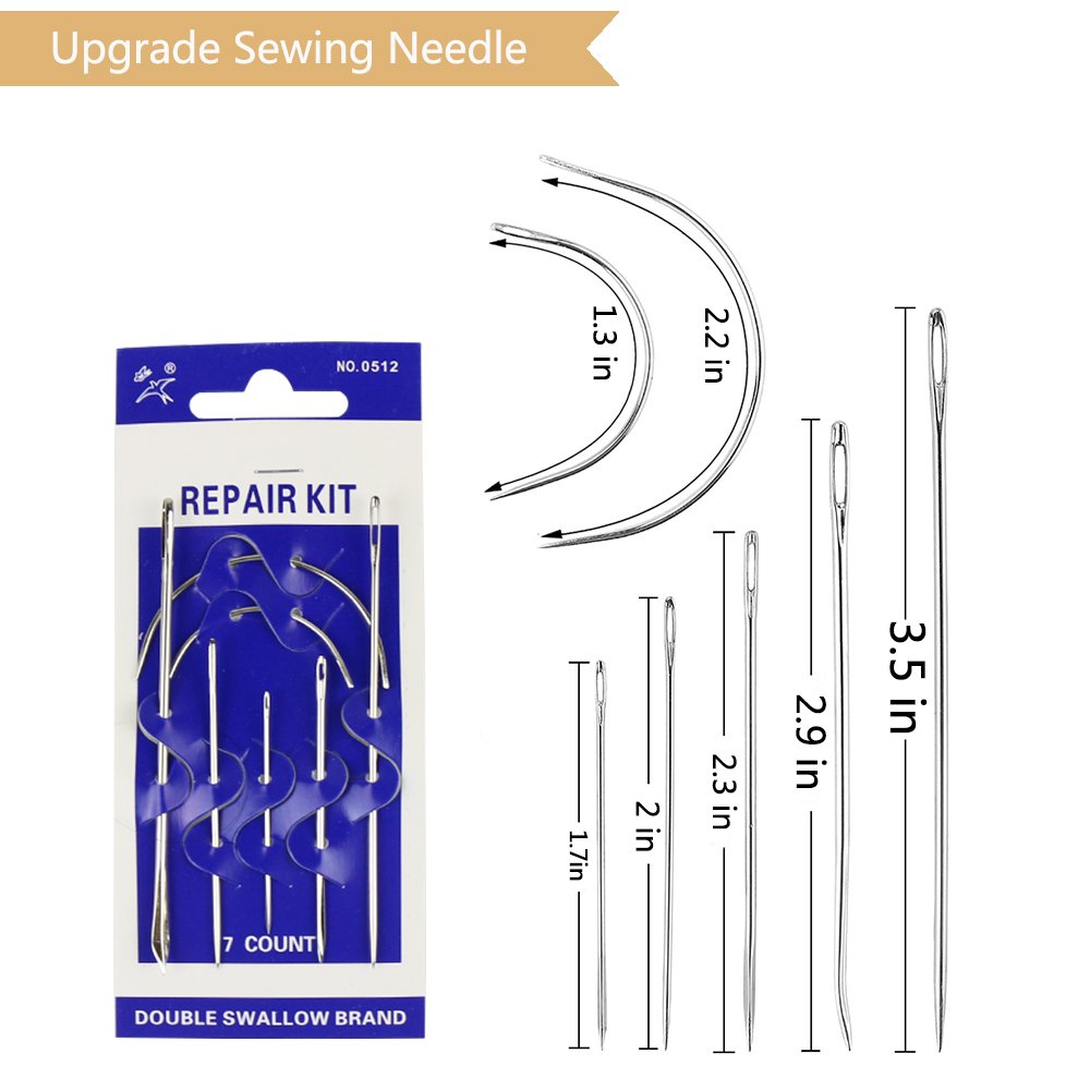 20 Pieces Leather Craft Tools with Hand Sewing Needles Drilling Awl Waxed Thread and Thimble for Leather Upholstery Carpet Canvas DIY Sewing