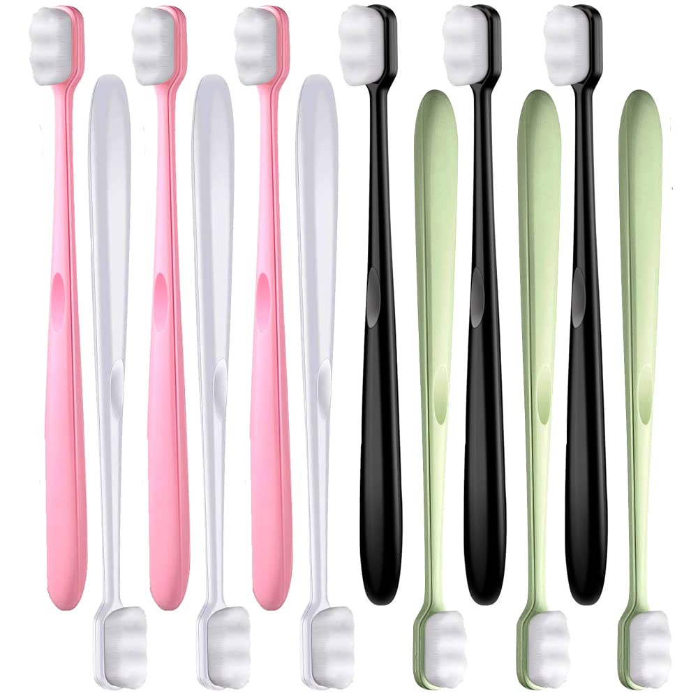 12PCS Extra Soft Toothbrush Adult Teen Manual Micro Nano Toothbrushes 20,000 Bristles for Sensitive Gums Fragile Teeth Oral Gum Recession