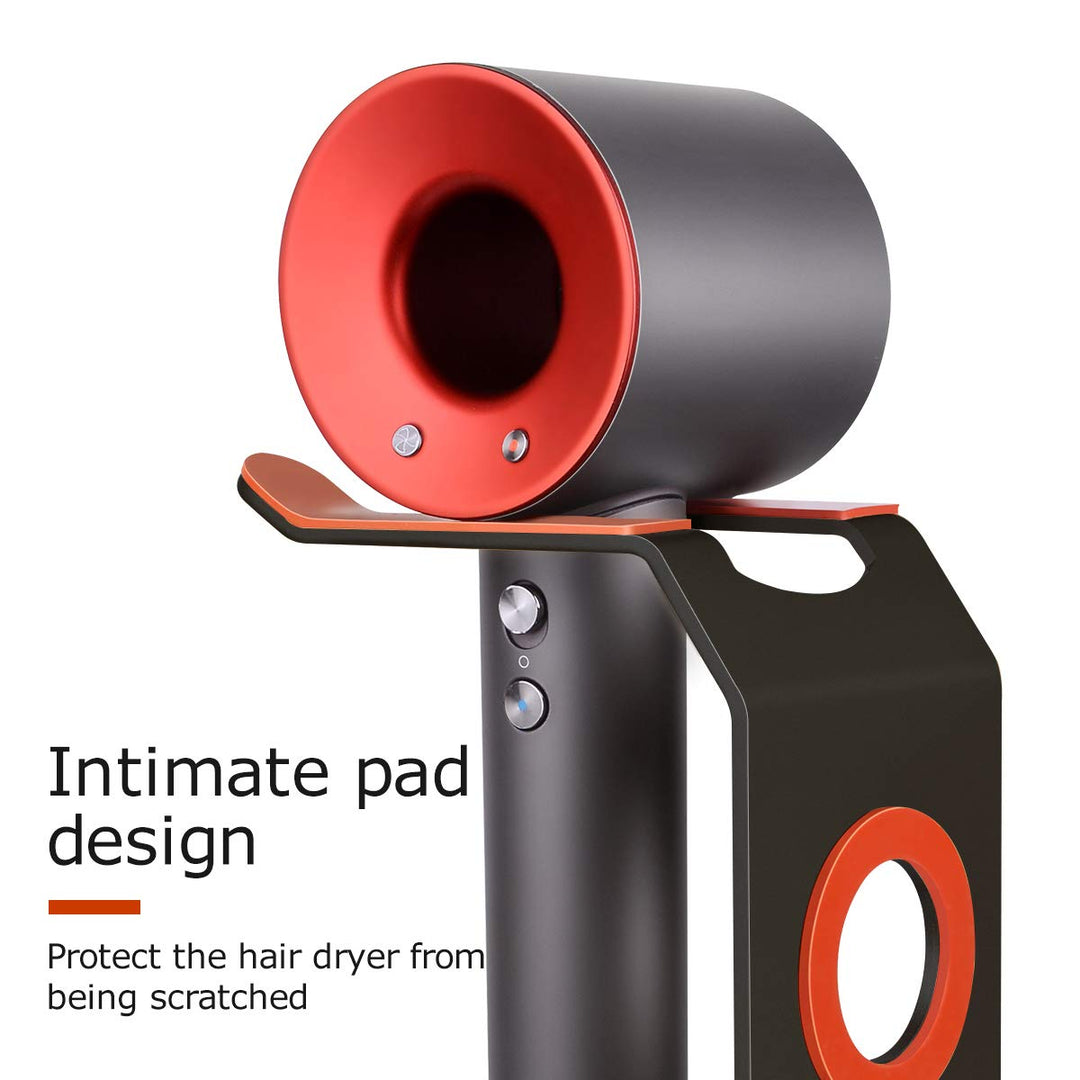 Hair Dryer Stand Holder - New upgrade Protective Silicone Pad Design for Dyson Dryer and Compatible for All Dyson Supersonic Models,Metal Black