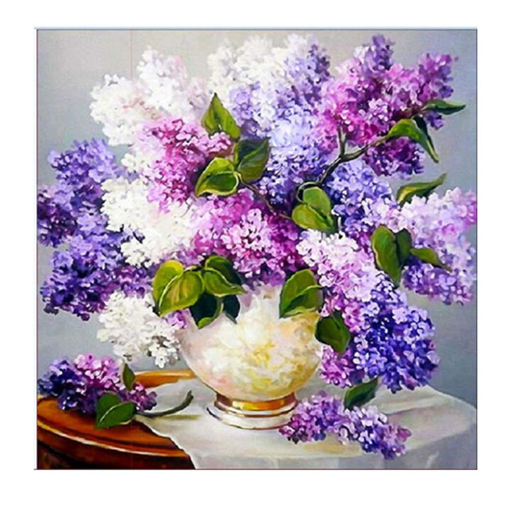 DIY 5d Diamond Painting Shiny Crystal Diamond Kits, Purple Flowers Painting Diamonds, Rhinestone Embroidery Cross Stitch Kits Supply Arts Craft Canvas Wall Decor Stickers Home decor12x12inches
