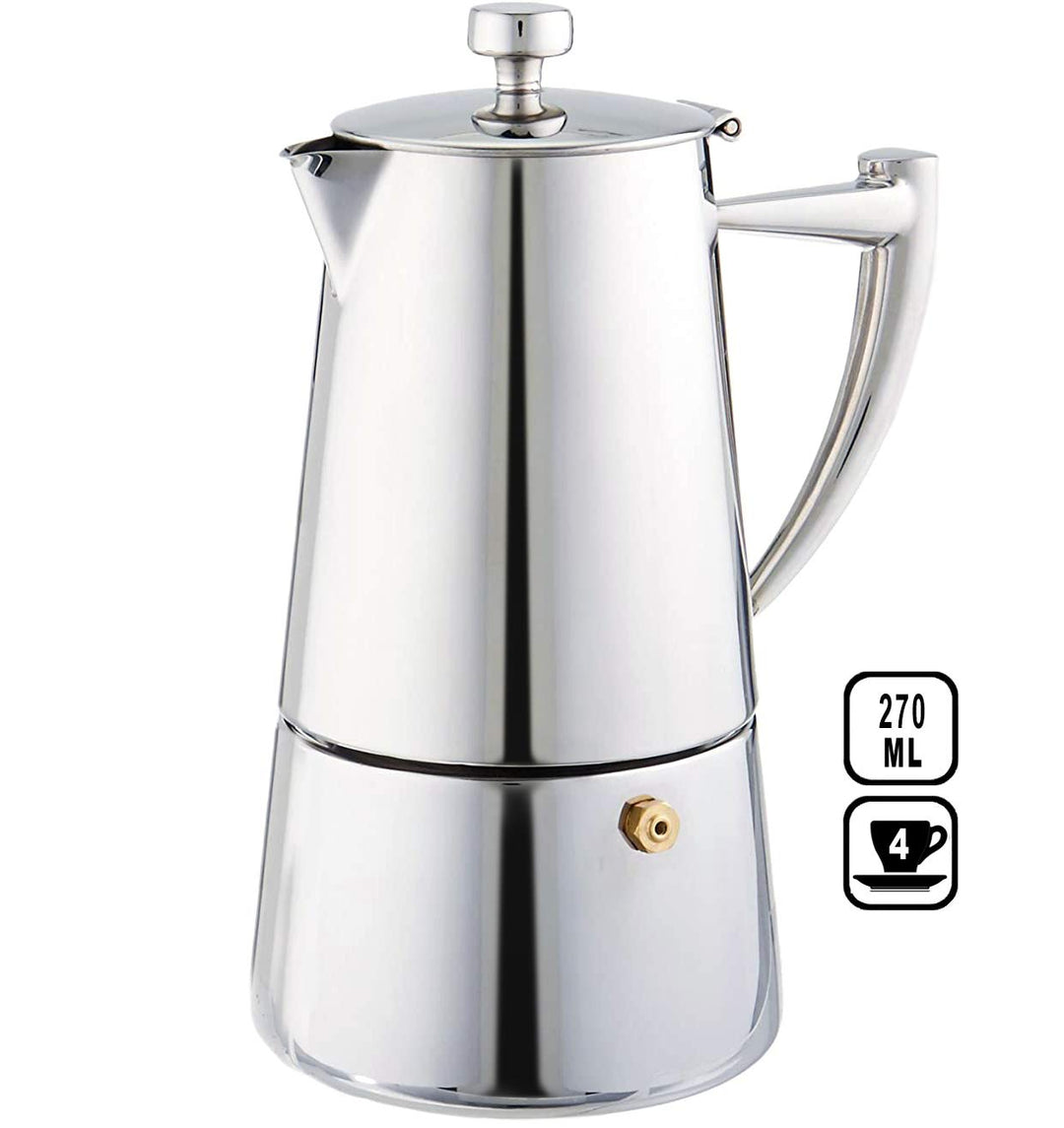 Roma 4-cup Stainless Steel Stovetop Moka Espresso Maker