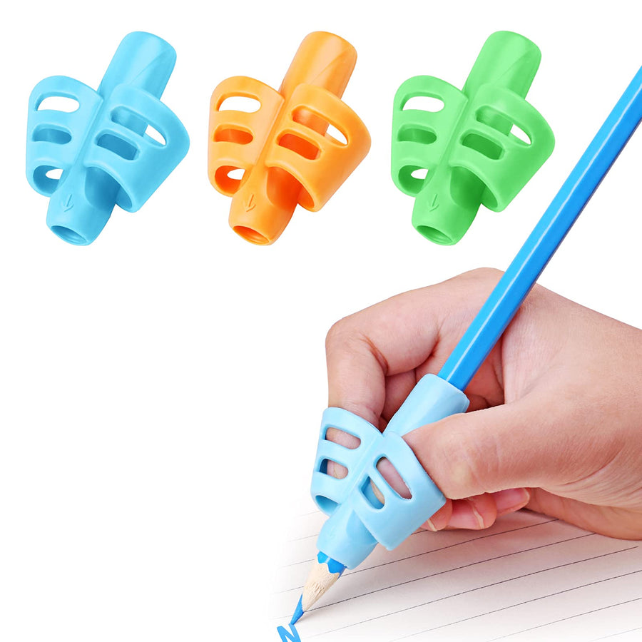 Pencil Grips, Pencil Grips for Kids Handwriting, Children Pen Writing Aid Grip Set Posture Correction Tool for Kids Preschoolers Children, Hollow Ventilation Design, 3 Pack