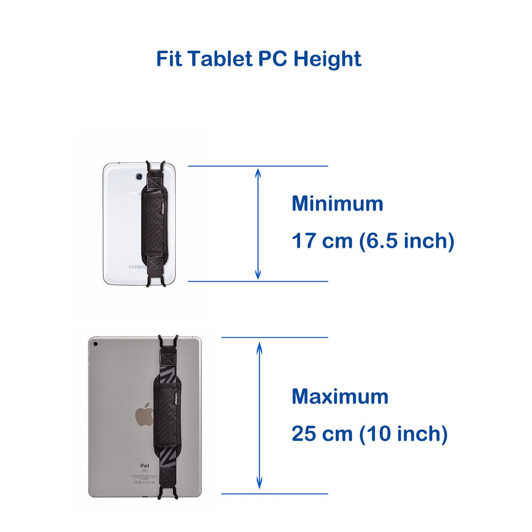Tablet Security Hand Strap Holder, Compatible with iPad (iPad Mini & Mini 5 & Mini 6 / iPad Air 4 / iPad Air 5 / iPad Pro 9.7Inch) - Samsung Tablets - Nexus 7 / Nexus 10 and More (Black)