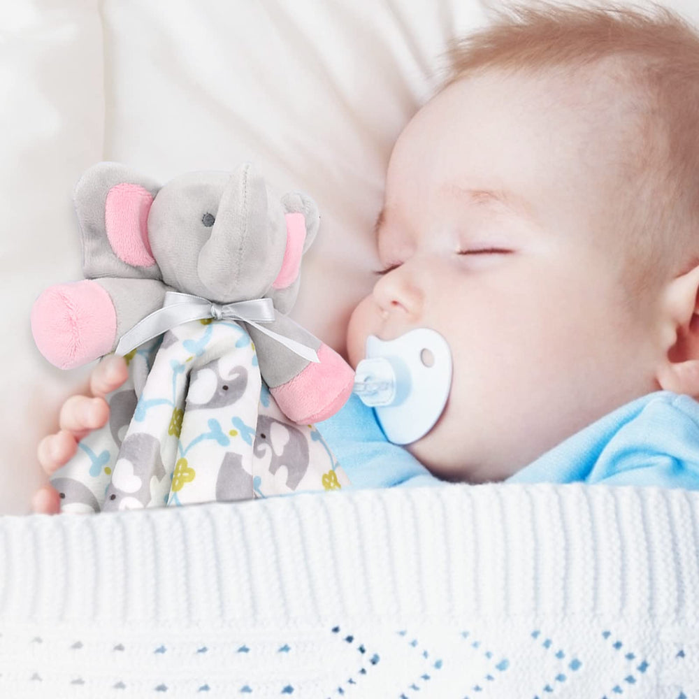 Elephant Loveys for Babies Unisex for 1 2 3 4 5 6 Months Security Blanket Soft Stuffed Animal Elephant Baby Stuff Lovie Snuggle Blanket, Soothing Plush Toys Baby Gift for Newborn, Colours