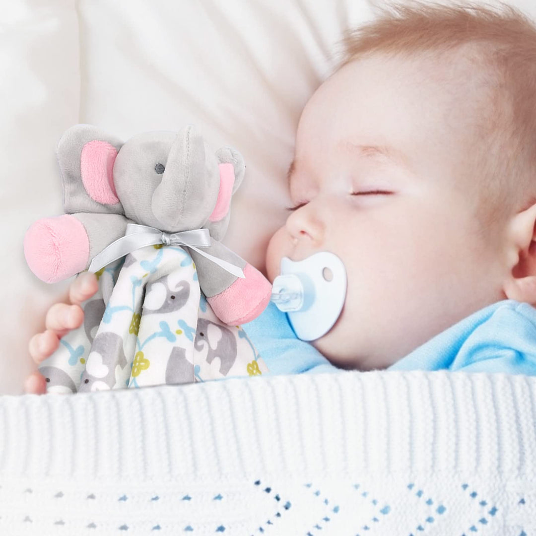 Elephant Loveys for Babies Unisex for 1 2 3 4 5 6 Months Security Blanket Soft Stuffed Animal Elephant Baby Stuff Lovie Snuggle Blanket, Soothing Plush Toys Baby Gift for Newborn, Colours