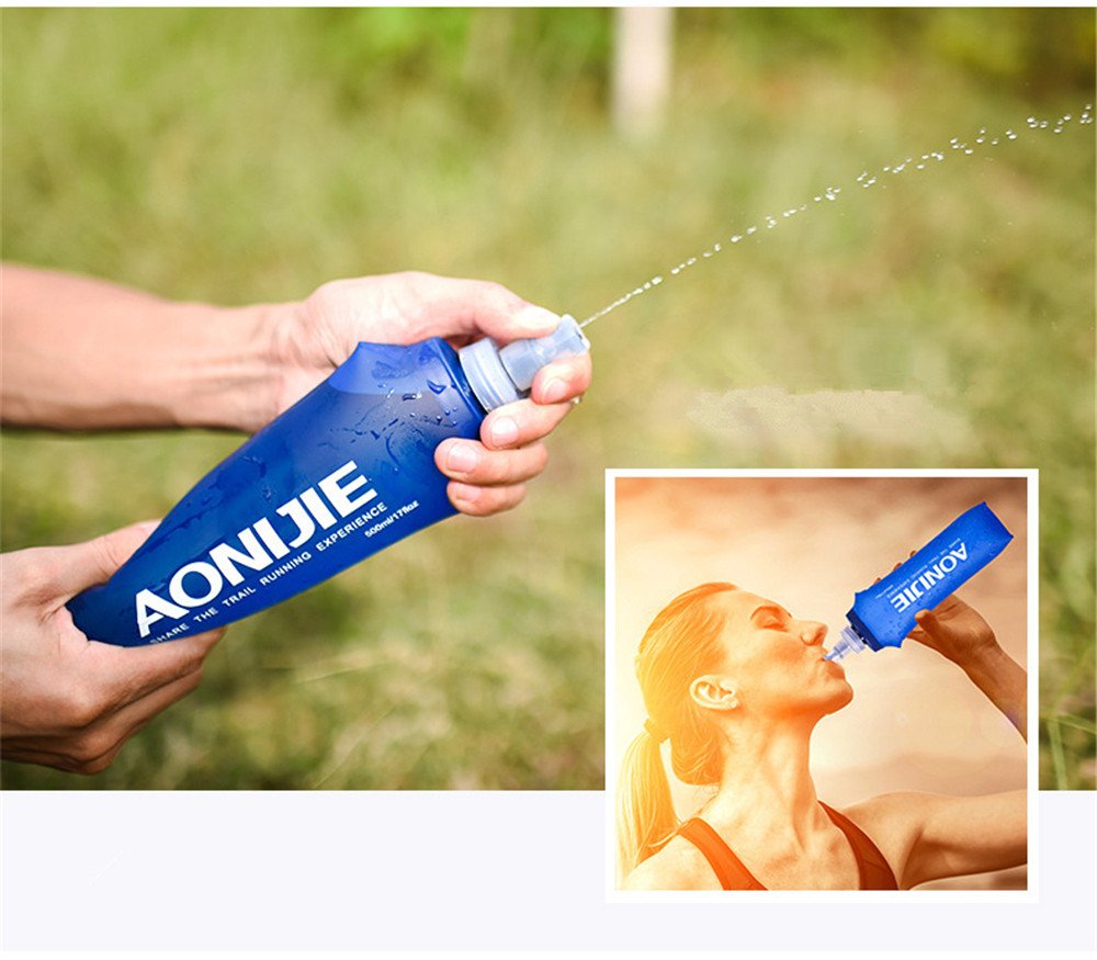 2pcs Foldable 250mL/500mL TPU Outdoor Sport Water Hydration Bottle Soft Flask For Running Camping Hiking Bicycle (250ML-2pcs)