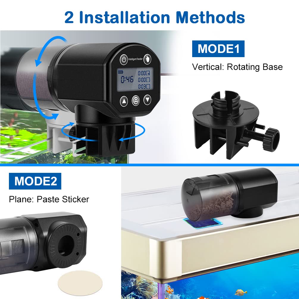 Automatic Fish Feeder - Moisture-Proof Electric Auto Feeder for Aquarium, 200ML, Black
