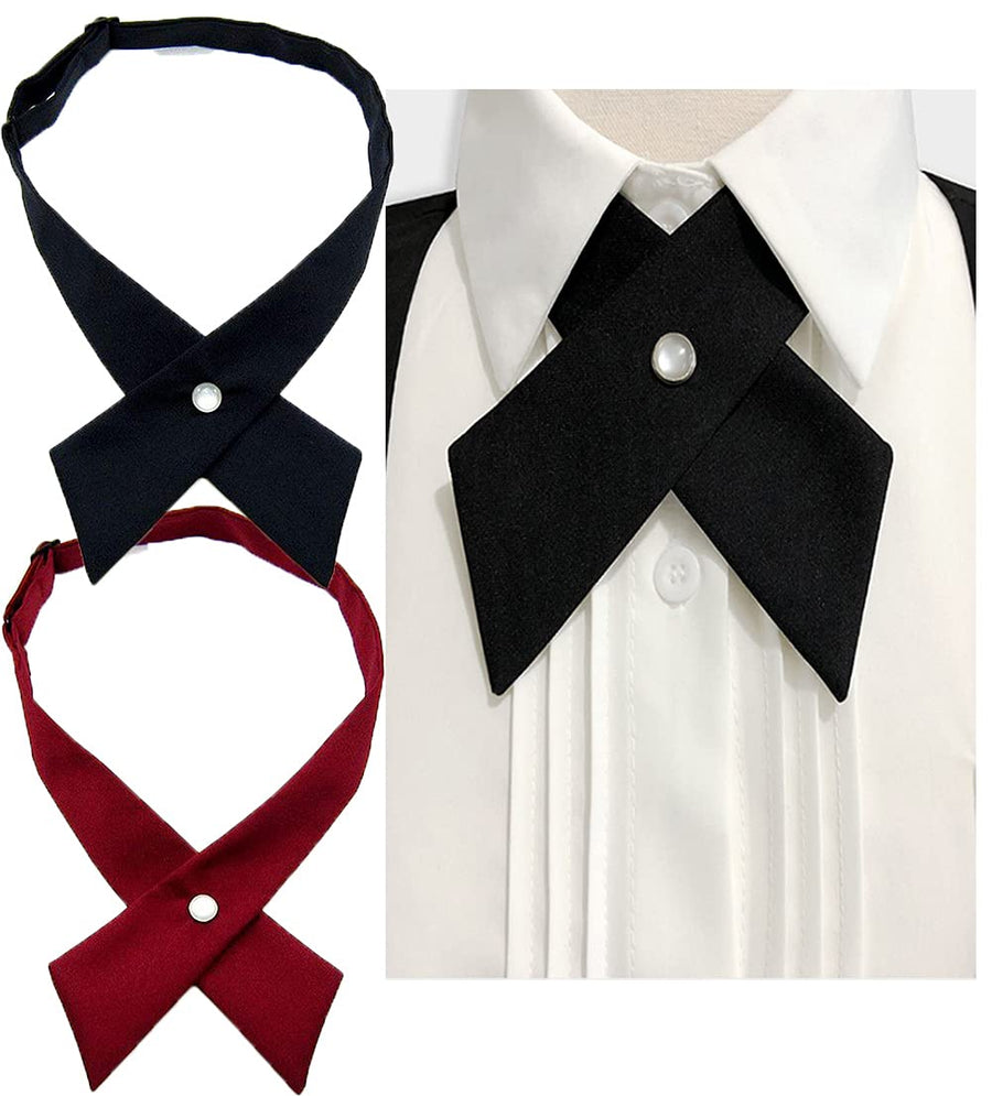 2 Pcs Cross Tie Work Tie Adjustable School Uniform Business Bow Tie Perfect for Party Shirt Accessories for Women or Girls