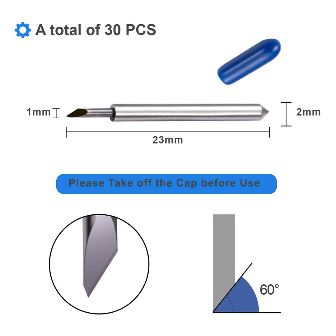 30PCS 60°Deep Cut Replacement Blades, , The Cutting Blades for Cricut/Explore Air/Air 2/Maker, Perfect for Cutting Medium Such as Vinyl Fabric.