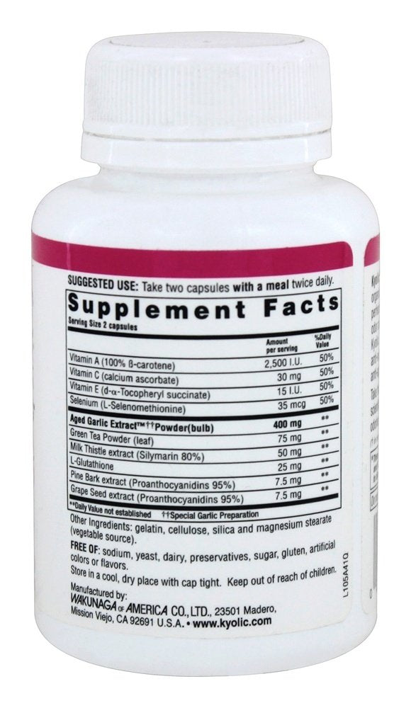 Aged Garlic Extract Formula 105, Detox and Anti-Aging, 100 Capsules (Packaging May Vary)