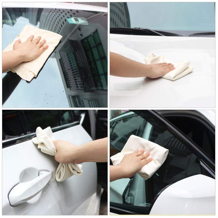 Cleaning Chamois Shammy for Car, Natural Deerskin Leather Drying Cleaning Towel for Auto and Precision Instrument 12.6''X20'' (1-Pack)