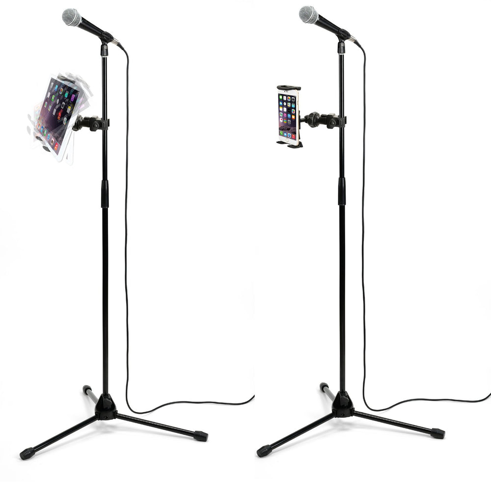 QuickLock Microphone Music Mic Stand Pole bar Mount for Apple ipad Pro Air Mini Galaxy Tab S24 S23 iPhone 15 16 Pro MAX Plus *use with All 7-12 Tablet & Smartphones