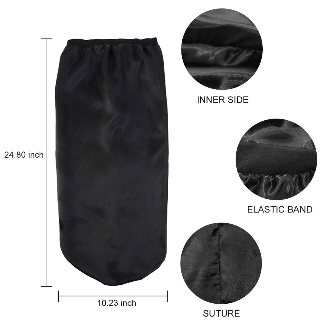 Long Satin Bonnet Sleep Cap,Black Extra Large Silk Bonnet for Natural Hair, Bonnets for Women Night Sleep,Wide Elastic Band, Very Soft & Comfortable (Leopard Print)