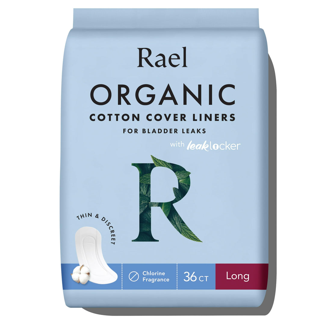 Incontinence Liners for Women, Organic Cotton Cover - Postpartum Essential, Regular Absorbency, Bladder Leak Control, 4 Layer Core with Leak Guard Technology, (Long, 36 Count)