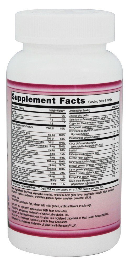 Chewable KiddieVite - One-a-Day Kids Multivitamin with 10 mg Iron, Zinc, Magnesium - Immune Support - Vitamins A, C, D3, E, B6, B12 - Bubble Gum Flavor - Kosher - 90 Chewies