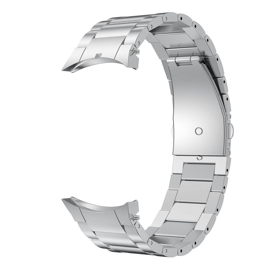 Compatible for Samsung Galaxy Watch 7/6 Classic 47mm 43mm/5 Pro 45mm Bands, No Gaps 20mm Stainless Steel Metal Watch Strap Compatible for Samsung Galaxy Watch 6/5/4 40mm/44mm Band, Silver