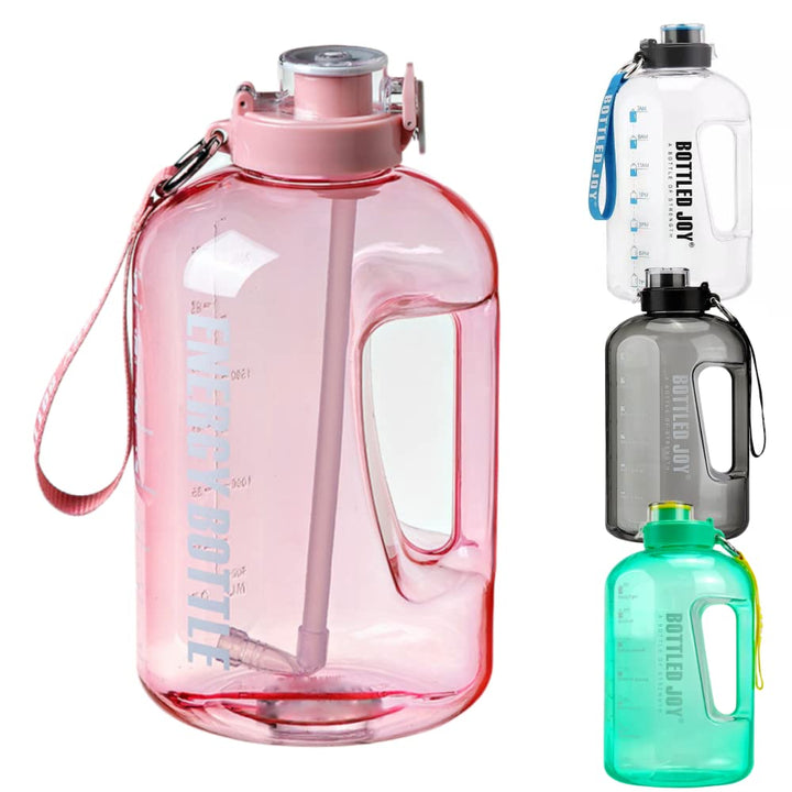 Bottled Joy Sports Water Bottle (50OZ/85OZ/1GALLON) Plastic Large Outdoor Water Tank Camping Portable Travel Drinking Plastic Water Bottle (85OZ/2.5L, Pink)