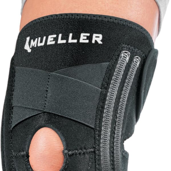 Sports Medicine Self Adjusting Knee Stabilizer, Knee Pain Relief Support for Men and Women, Ideal for Arthritis, Sprains, Black, One Size