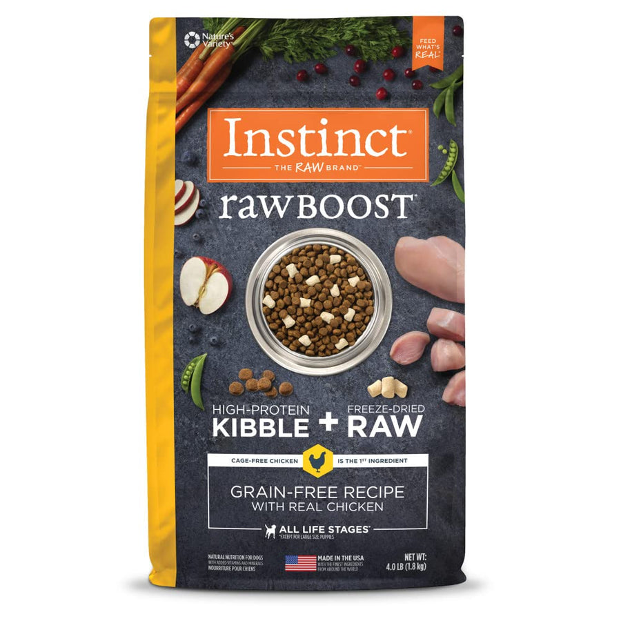 Raw Boost, Natural Dry Dog Food with Freeze Dried Pieces, High Protein, Grain Free Recipe - Real Chicken, 4 lb. Bag