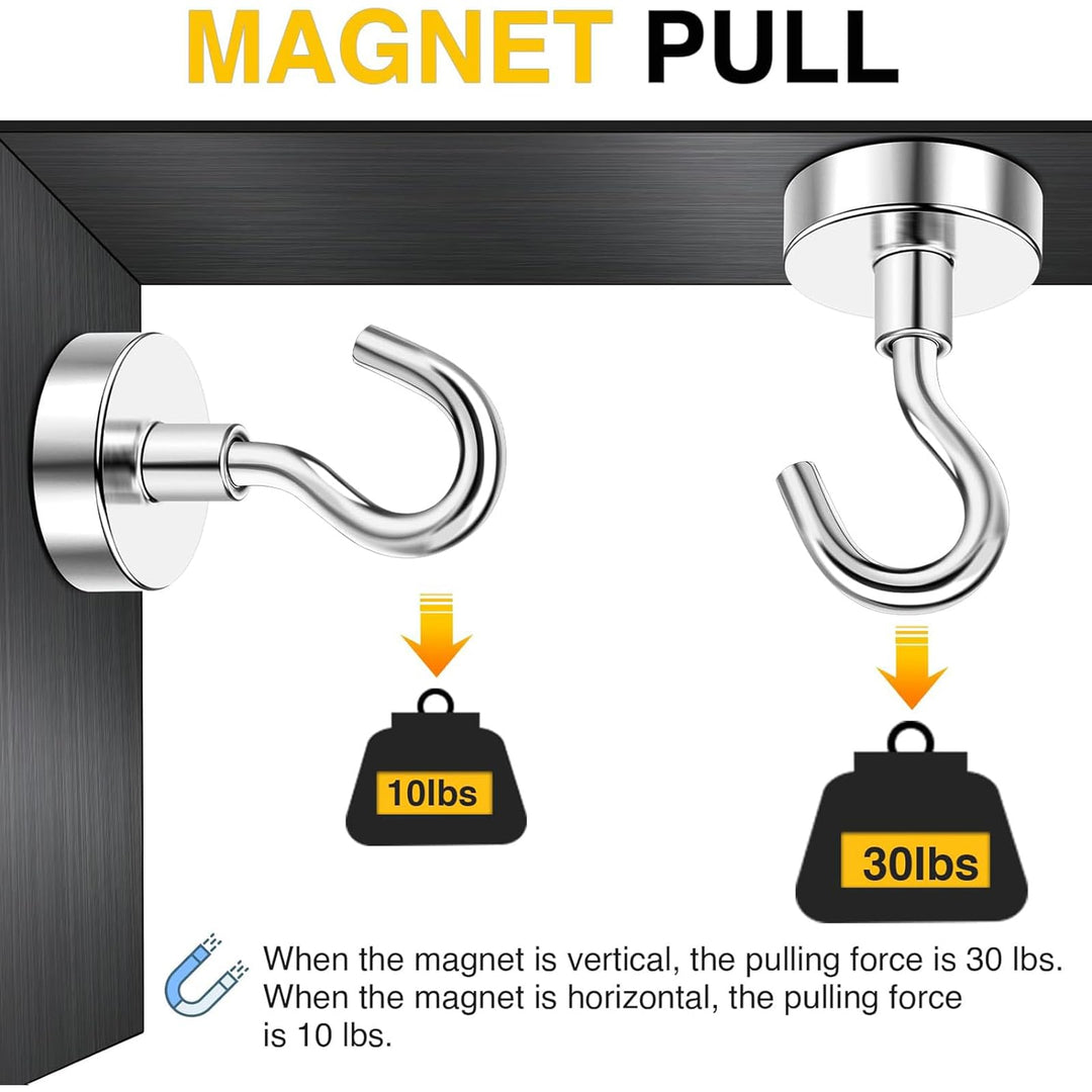 Magnetic Hooks, 30lbs+ Heavy Duty Magnetic Hooks Cruise for Hanging, Super Strong Magnet Hooks for Cruise Cabin, Refrigerator, Classroom, Magnetic Metal Hooks for Grill (Sliver, Pack of 20)