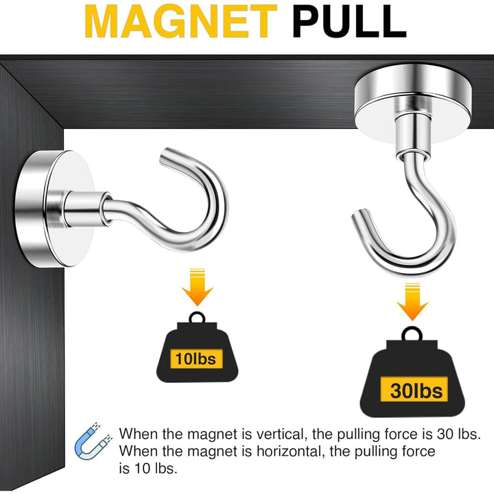 Magnetic Hooks, 30lbs+ Heavy Duty Magnetic Hooks Cruise for Hanging, Super Strong Magnet Hooks for Cruise Cabin, Refrigerator, Classroom, Magnetic Metal Hooks for Grill (Sliver, Pack of 20)
