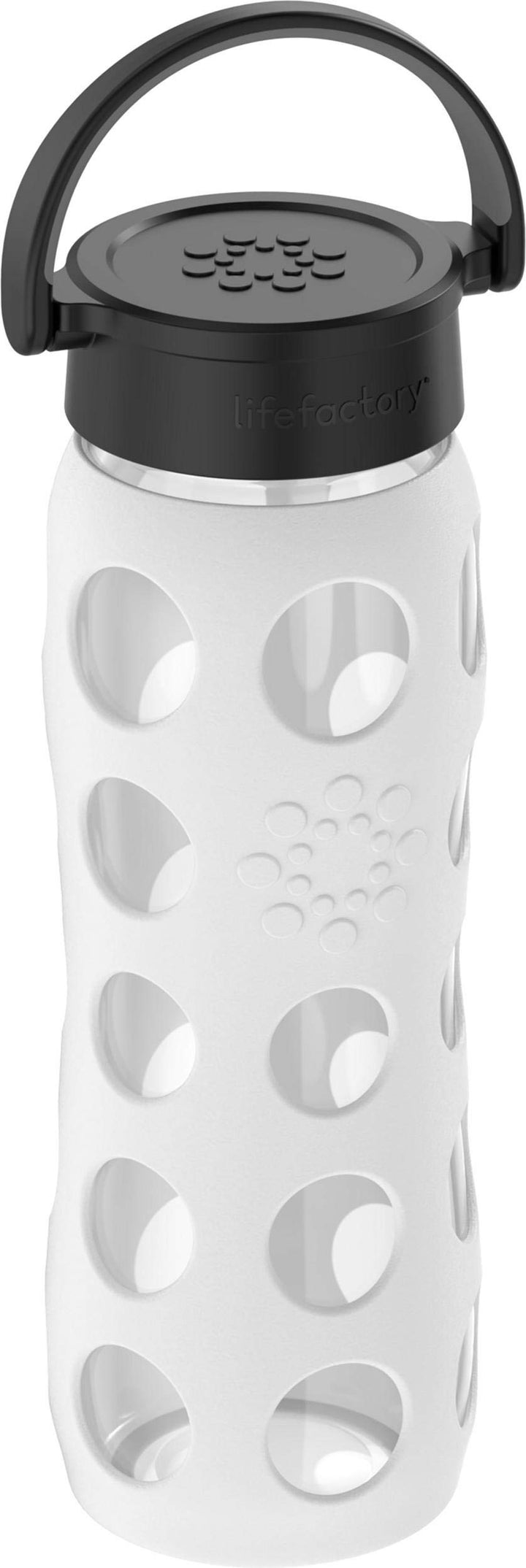 22-Ounce BPA-Free Glass Water Bottle with Classic Cap and Protective Silicone Sleeve, White